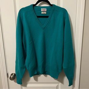 Jack Krawcheck by Alan Paine 44 (L), 100% Cashmere Green/Teal V-neck Sweater